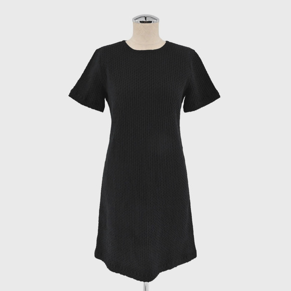 EILEEN FISHER Womens Tonal Texture Shift Dress Size 4P Black Cotton Blend Office - Picture 1 of 13